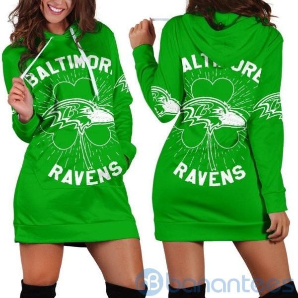Baltimore Ravens St Patrick'S Day Hoodie Dress For Women Product Photo