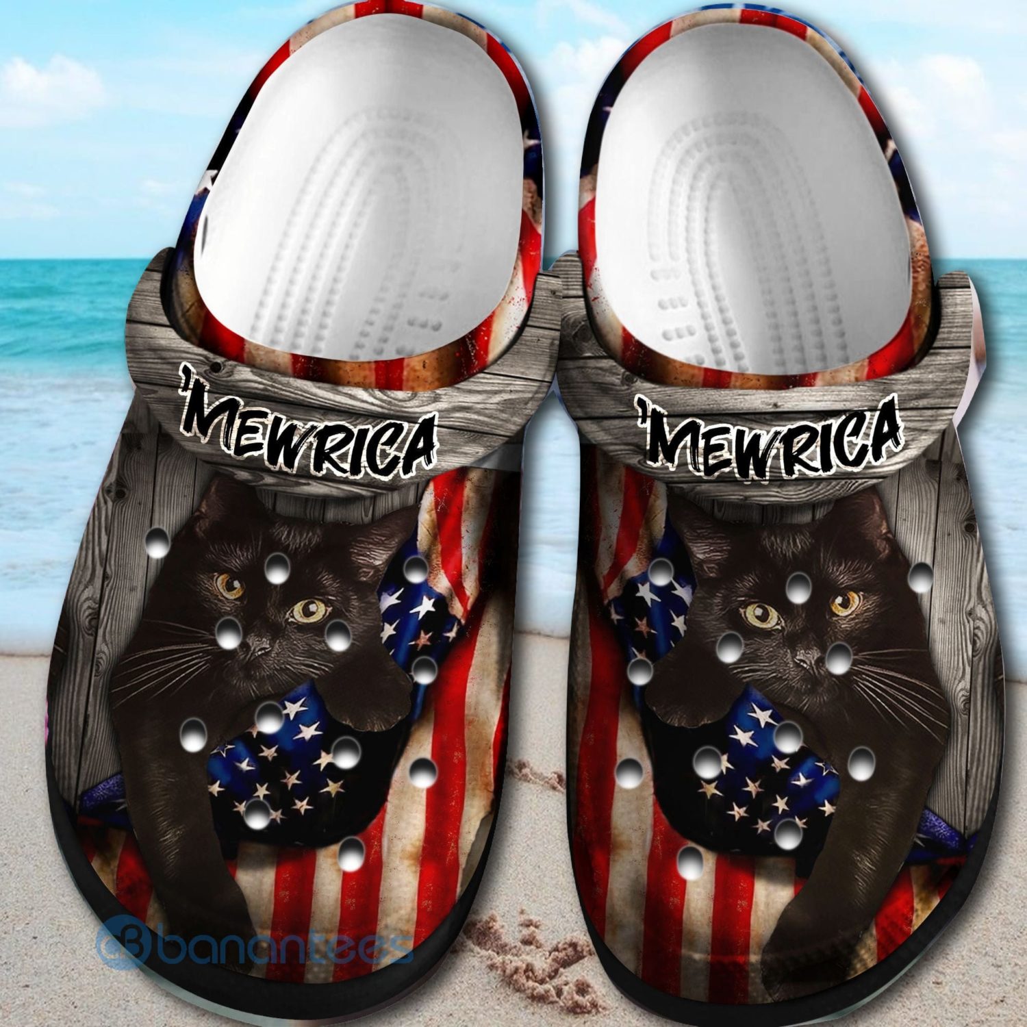 Black Cat Of The US 4Th Of July Mewrica Clog Shoes For Men And Women