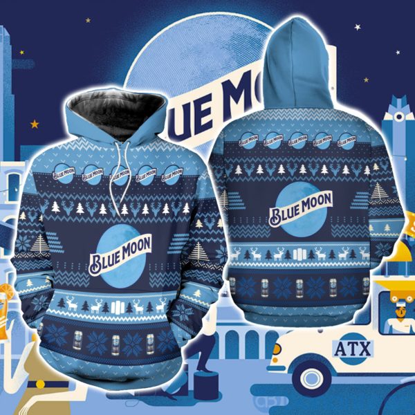 Blue Moon Beer Ugly Christmas All Over Printed 3D Shirt Product Photo