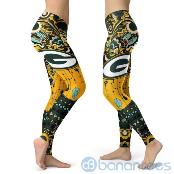 Boho Style Green Bay Packers Leggings For Women Product Photo