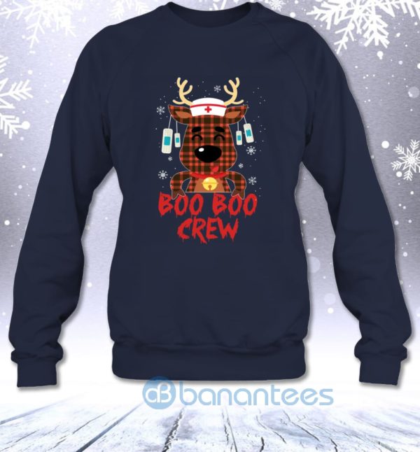 Boo Boo Crew Red Plaid Nurse Reindeer Funny Christmas Gift Sweatshirt Product Photo