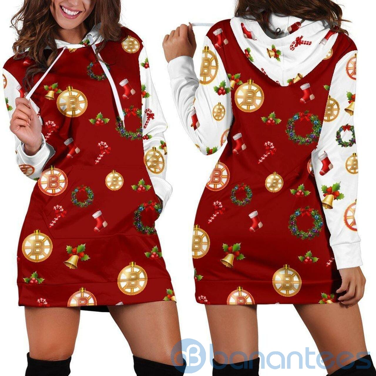 Boston Bruins Christmas Gift Hoodie Dress For Women