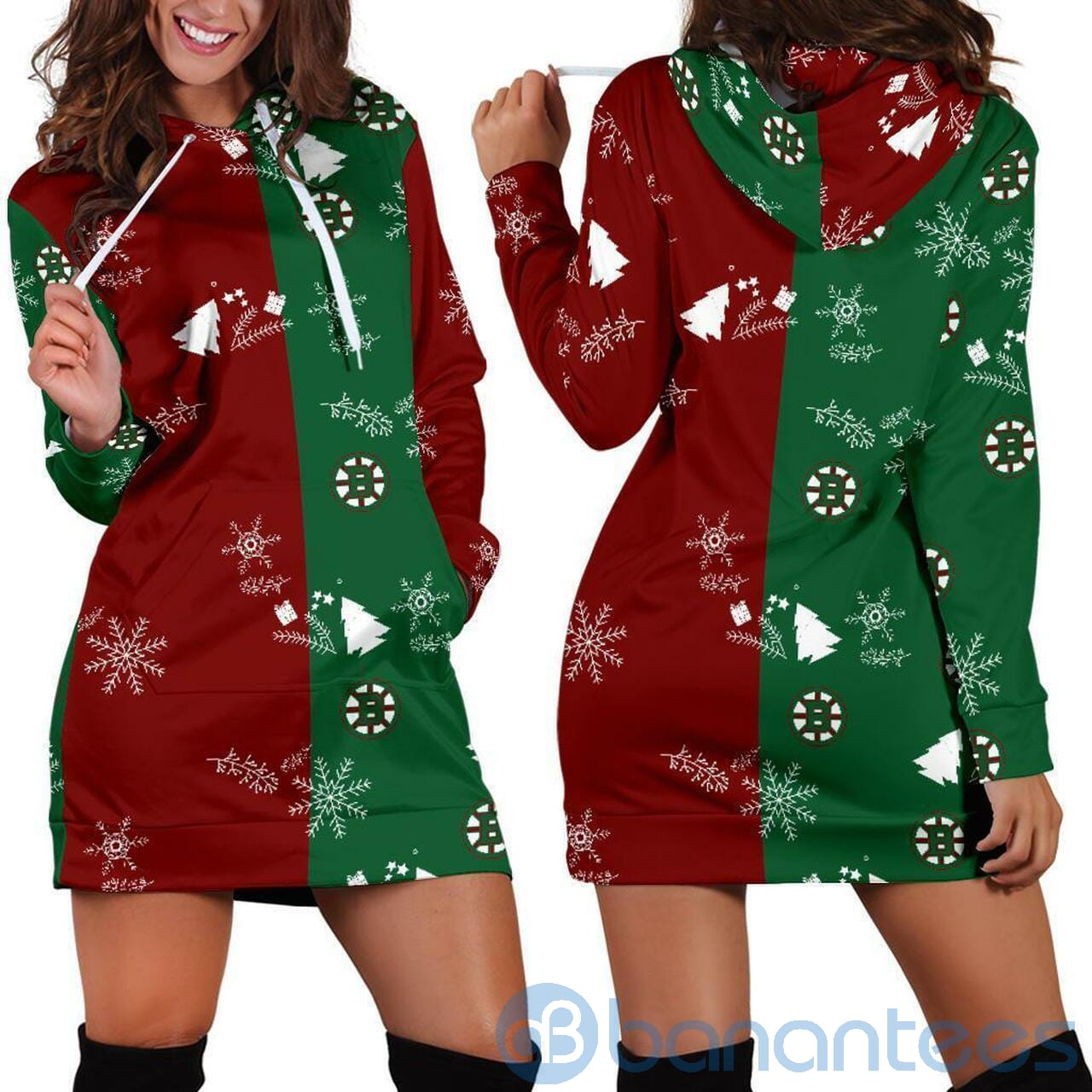 Boston Bruins Christmas Hoodie Dress For Women