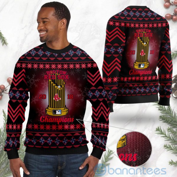 Boston Red Sox World Series Champions Ugly Christmas 3D Sweater Product Photo