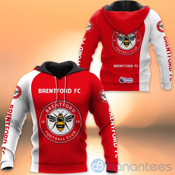Brentford Fc Red And White All Over Printed Hoodies Zip Hoodies Product Photo