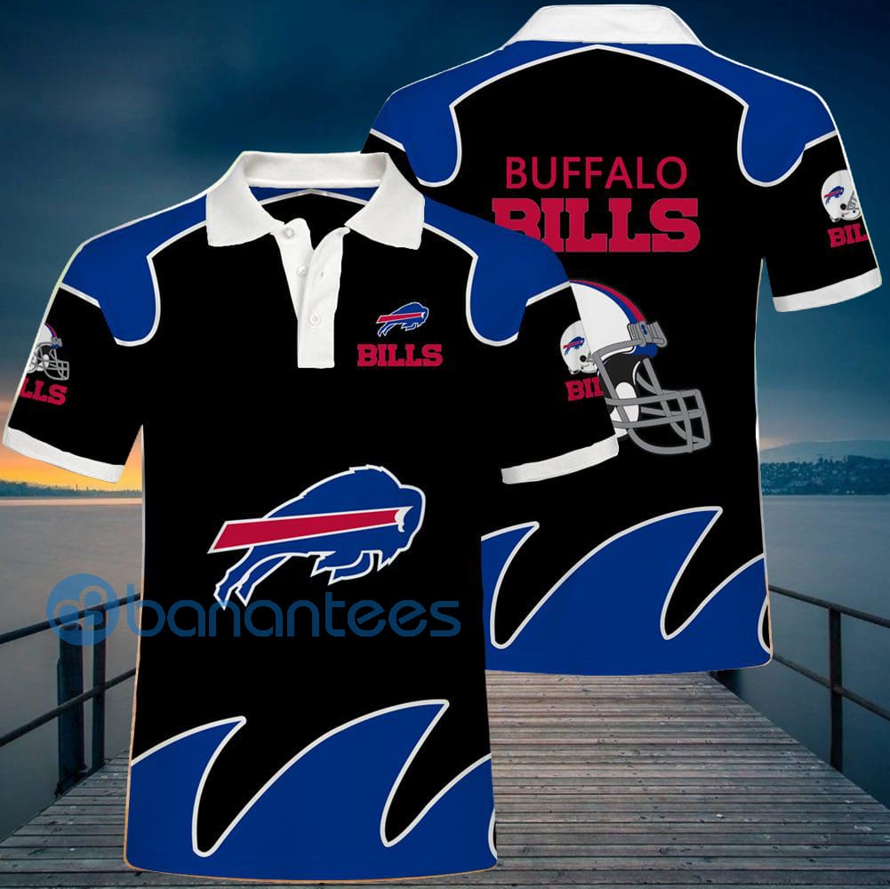 Buffalo Bills Full Printed 3D Black Polo Shirt