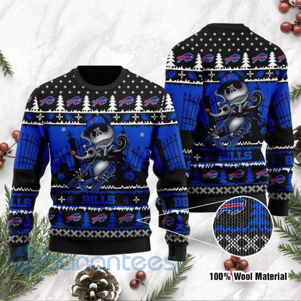 Buffalo Bills Jack Skellington Halloween Ugly Christmas 3D Sweater Product Photo