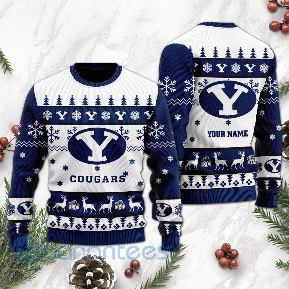 BYU Cougars Custom Name Personalized Ugly Christmas 3D Sweater