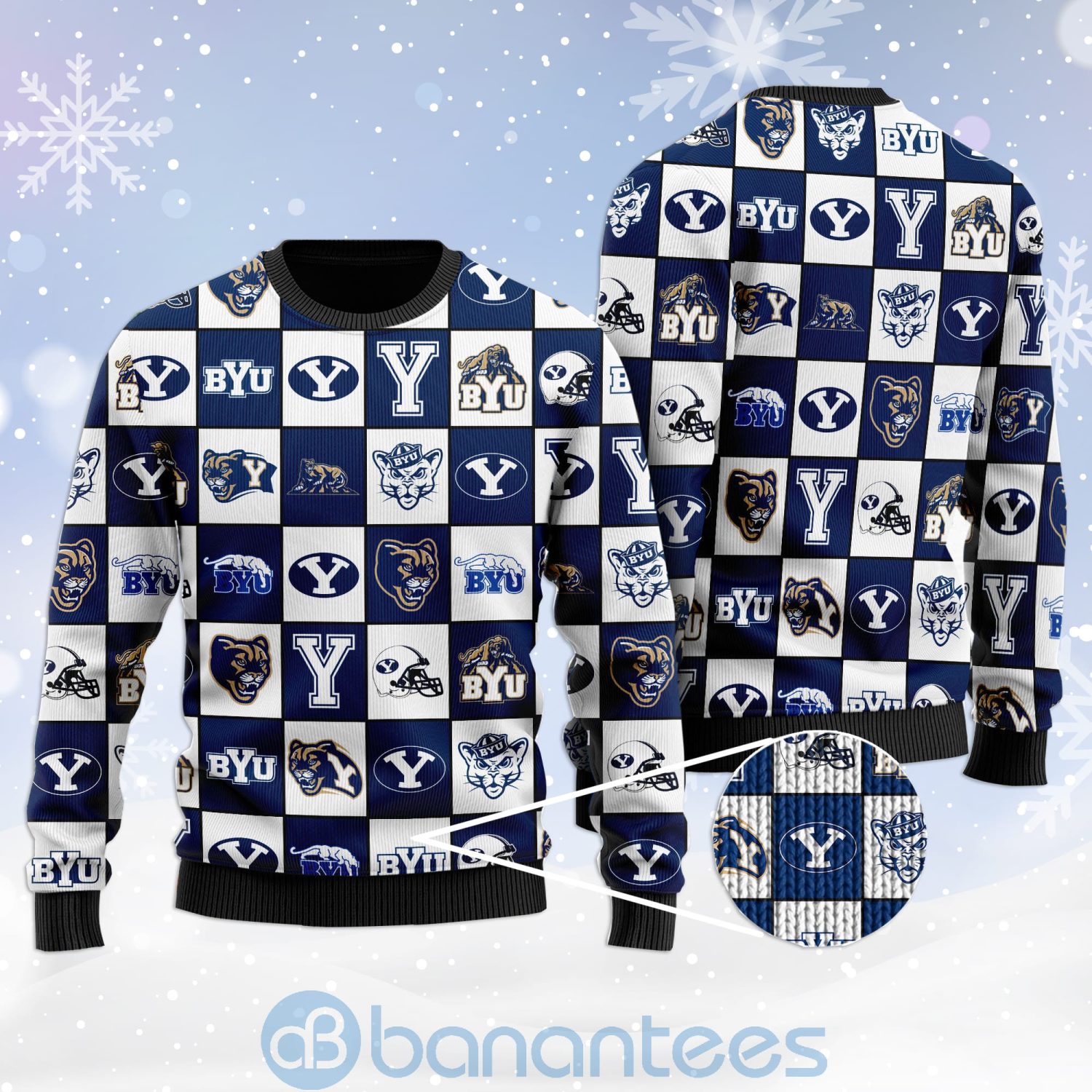 BYU Cougars Football Team Logo Ugly Christmas 3D Sweater