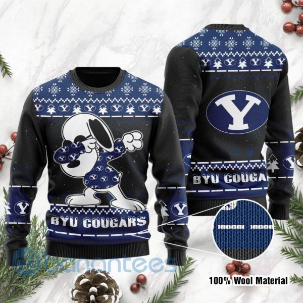BYU Cougars Snoopy Dabbing Ugly Christmas 3D Sweater Product Photo