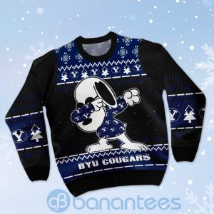 BYU Cougars Snoopy Dabbing Ugly Christmas 3D Sweater Product Photo