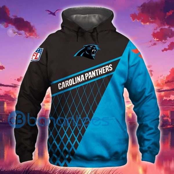 Carolina Panthers Black And Blue All Over Printed 3D Hoodie Zip Hoodie Product Photo
