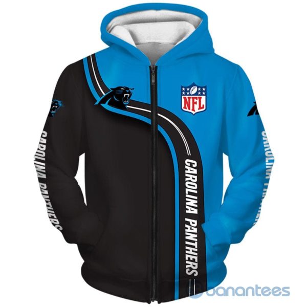 Carolina Panthers Black And Royal All Over Printed 3D Hoodie Zip Hoodie Product Photo