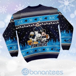Carolina Panthers Disney Donald Duck Mickey Mouse Goofy Custom Name Christmas 3D Sweater Product Photo