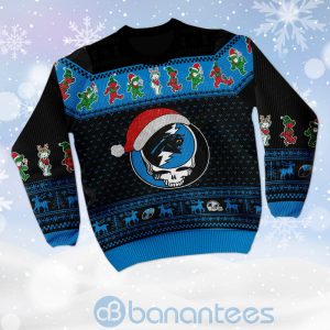 Carolina Panthers Grateful Dead SKull And Bears Custom Name Ugly Christmas 3D Sweater Product Photo