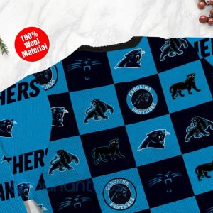 Carolina Panthers Logo Checkered Flannel Design Ugly Christmas 3D Sweater Product Photo