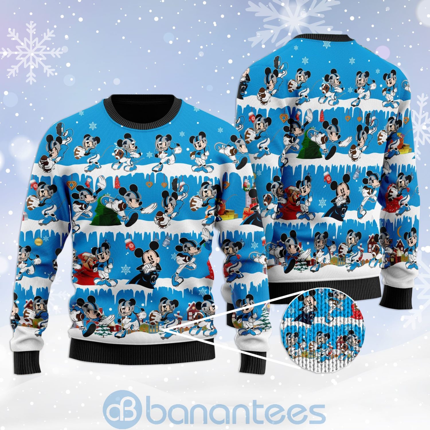 Carolina Panthers Mickey American Football Ugly Christmas 3D Sweater