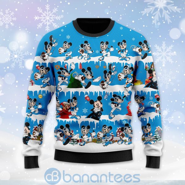 Carolina Panthers Mickey American Football Ugly Christmas 3D Sweater Product Photo