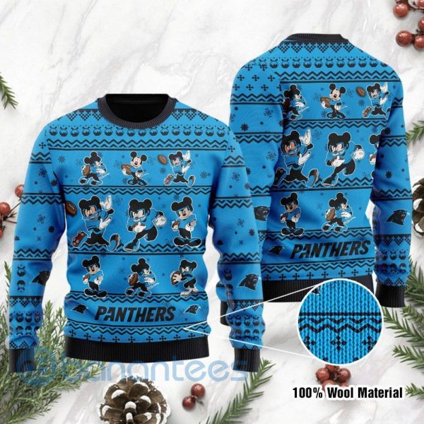 Carolina Panthers Mickey Mouse Ugly Christmas 3D Sweater Product Photo
