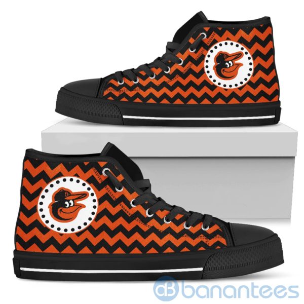 Chevron Striped Baltimore Orioles High Top Shoes Product Photo