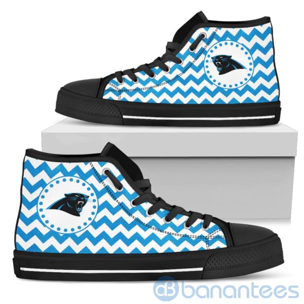Chevron Striped Carolina Panthers High Top Shoes Product Photo