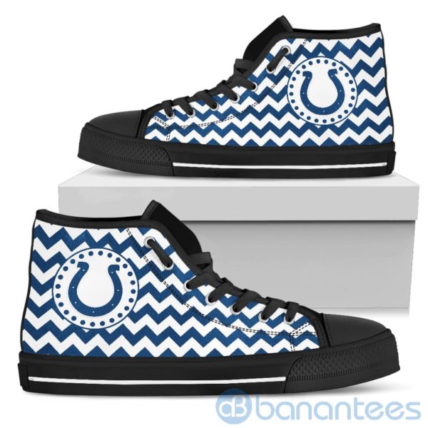 Chevron Striped Indianapolis Colts High Top Shoes Product Photo