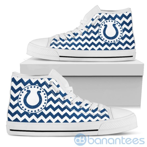 Chevron Striped Indianapolis Colts High Top Shoes Product Photo