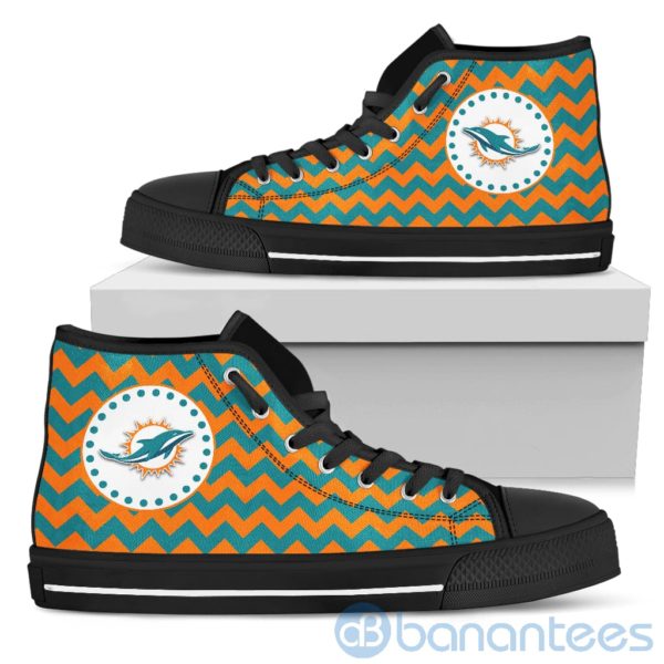 Chevron Striped Miami Dolphins High Top Shoes Product Photo