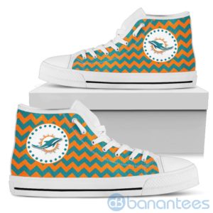 Chevron Striped Miami Dolphins High Top Shoes Product Photo