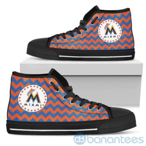 Chevron Striped Miami Marlins High Top Shoes Product Photo