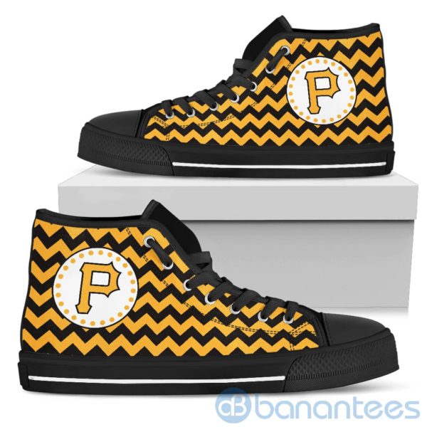 Chevron Striped Pittsburgh Pirates High Top Shoes Product Photo