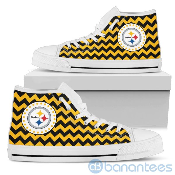 Chevron Striped Pittsburgh Steelers High Top Shoes Product Photo