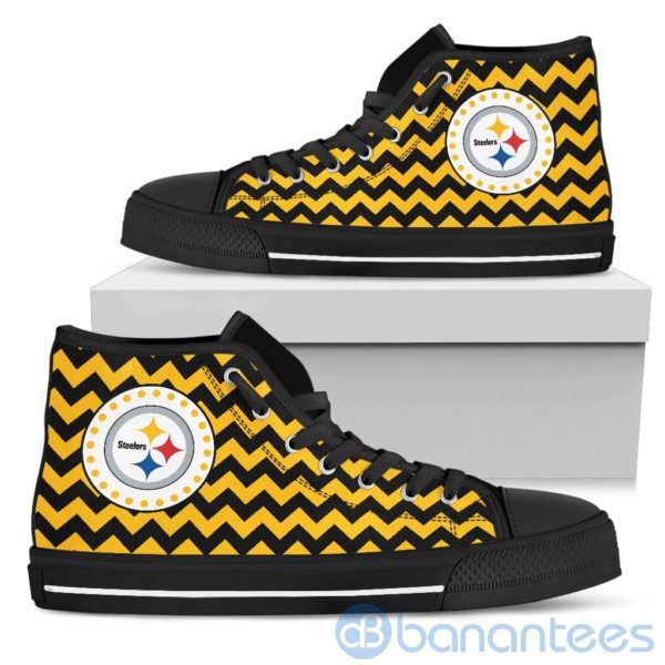 Chevron Striped Pittsburgh Steelers High Top Shoes Product Photo