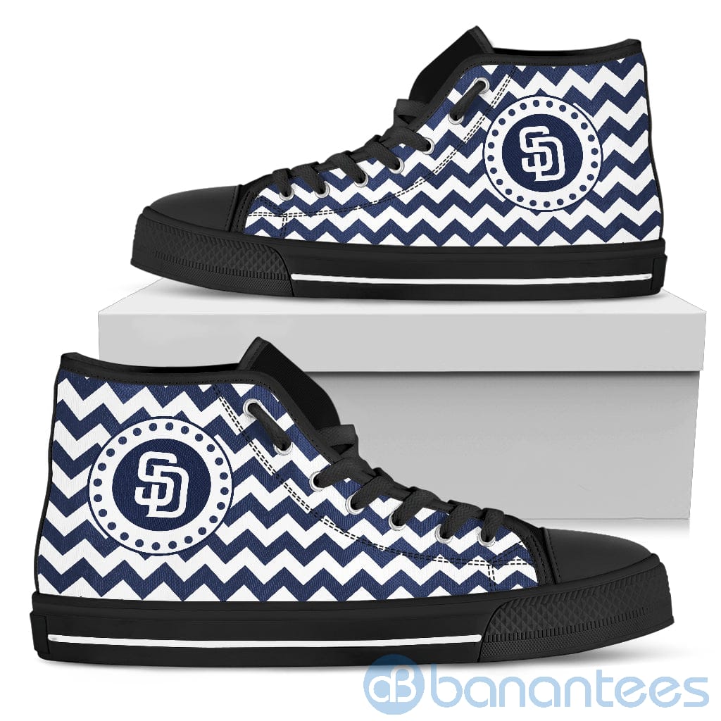 Chevron Striped San Diego Padres High Top Shoes