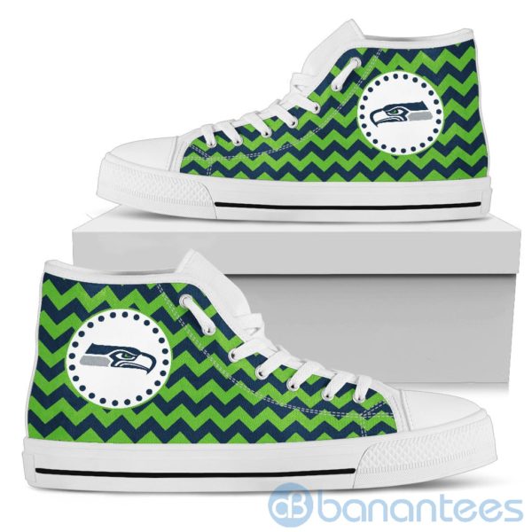 Chevron Striped Seattle Seahawks High Top Shoes Product Photo