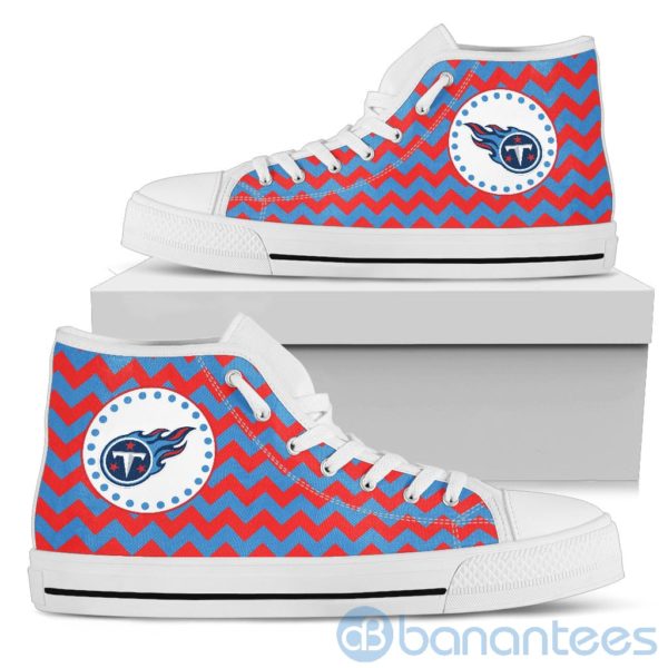 Chevron Striped Tennessee Titans High Top Shoes Product Photo