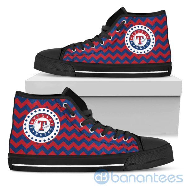 Chevron Striped Texas Rangers High Top Shoes Product Photo
