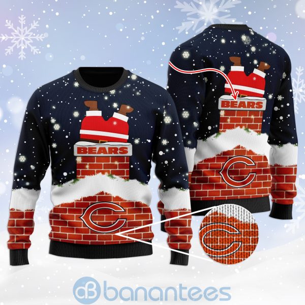Chicago Bears Football Team Logo Symbol Santa Claus Custom Name Christmas 3D Sweater Product Photo