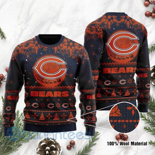 Chicago Bears Santa Claus In The Moon Ugly Christmas 3D Sweater Product Photo