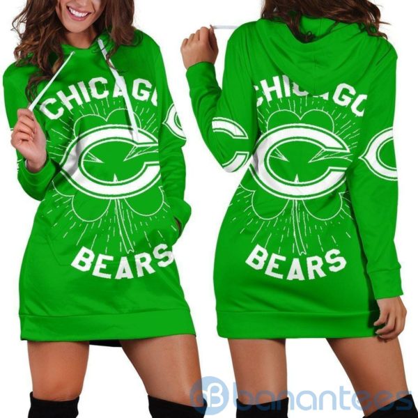 Chicago Bears St Patrick'S Day Hoodie Dress For Women Product Photo