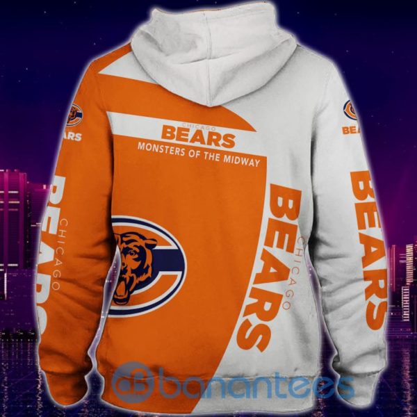Chicago Bears White And Orange Bear Symbol All Over Printed 3D Hoodie Zip Hoodie Product Photo
