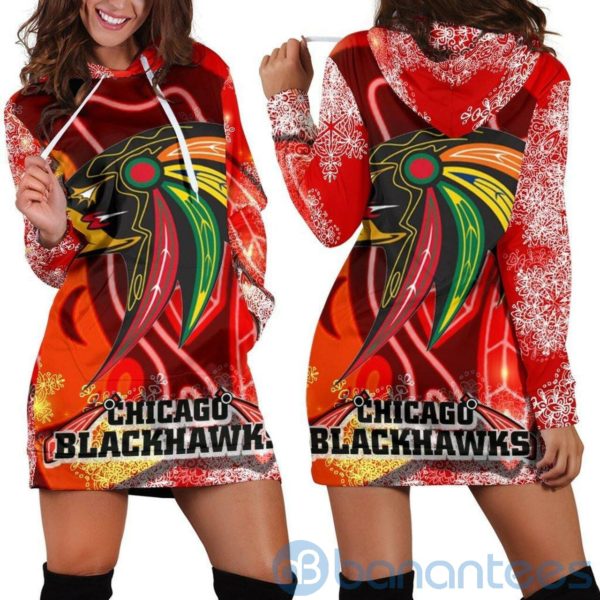 Chicago Blackhawks Red Hoodie Dress For Women Product Photo