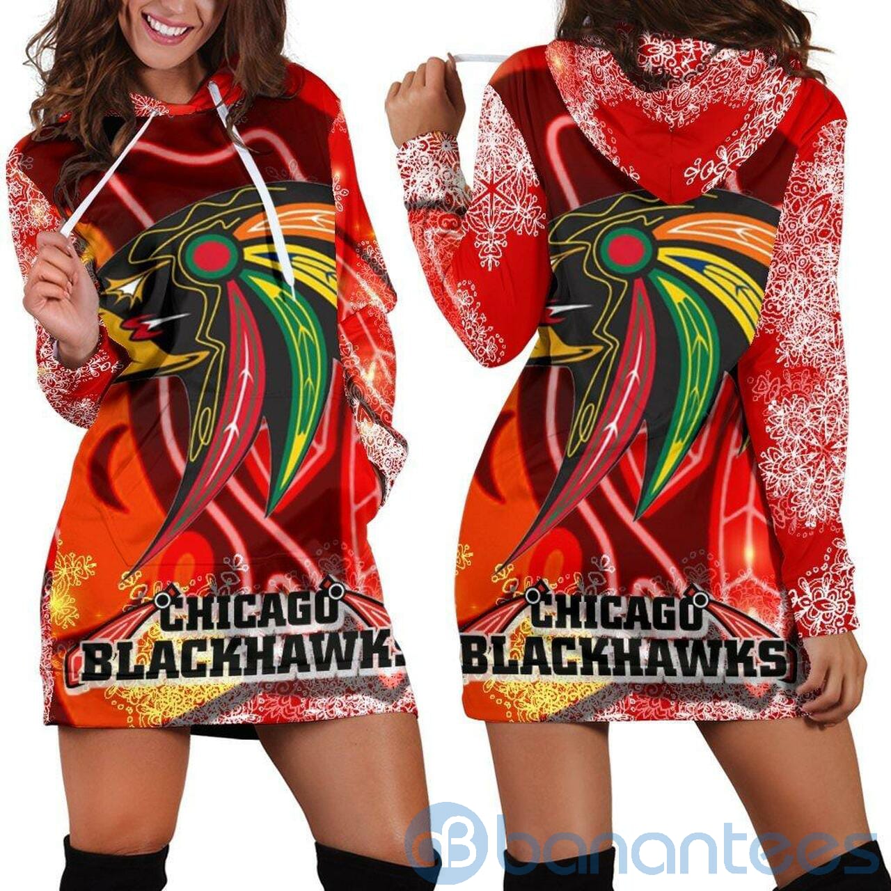 Chicago Blackhawks Red Hoodie Dress For Women