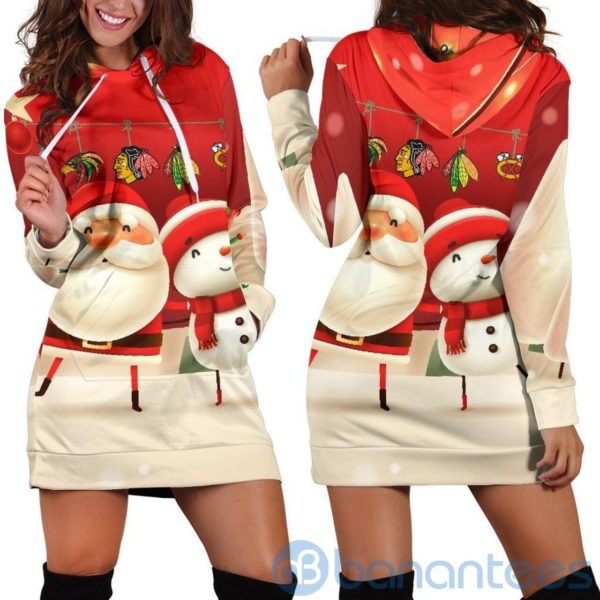 Chicago Blackhawks Santa Christmas Hoodie Dress For Women Product Photo