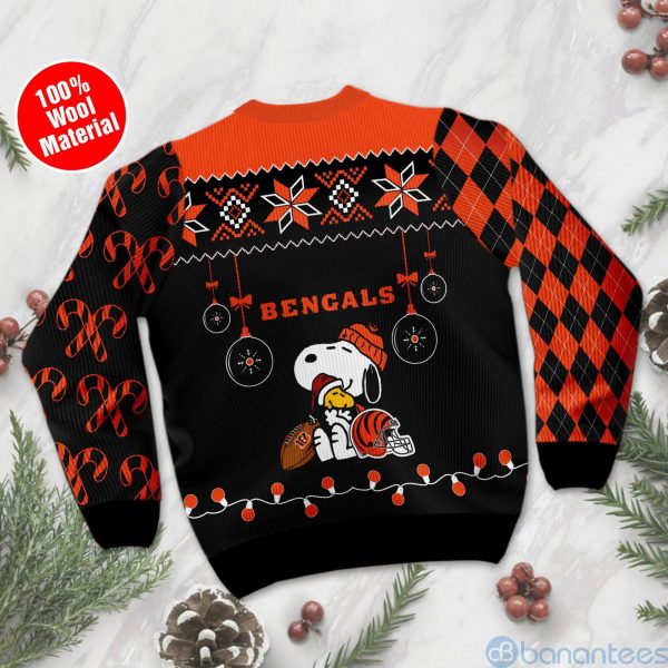 Cincinnati Bengals Funny Charlie Brown Peanuts Snoopy Christmas Tree Ugly Christmas 3D Sweater Product Photo