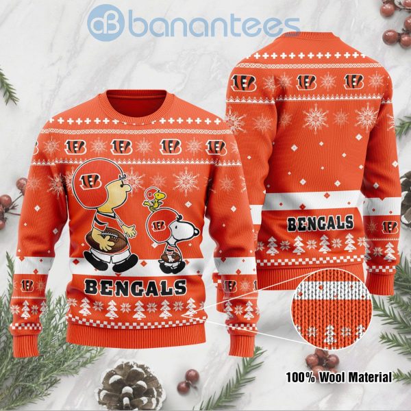 Cincinnati Bengals Funny Charlie Brown Peanuts Snoopy Ugly Christmas 3D Sweater Product Photo
