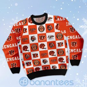 Cincinnati Bengals Logo Checkered Flannel Design Ugly Christmas 3D Sweater Product Photo