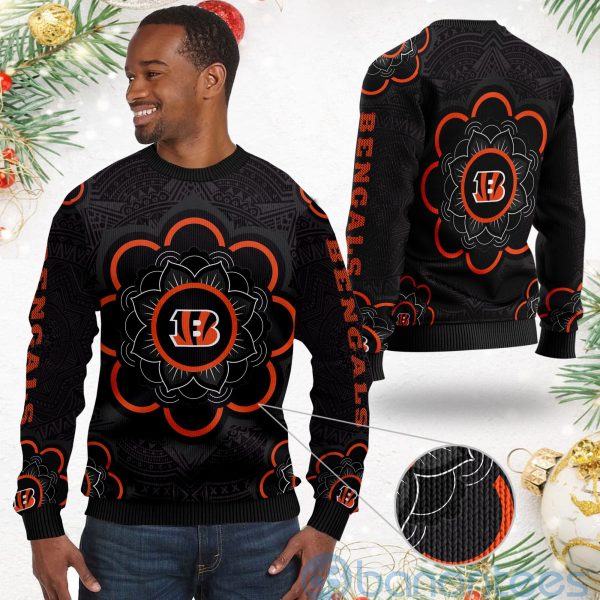 Cincinnati Bengals Mandala Logo Ugly Christmas 3D Sweater Product Photo