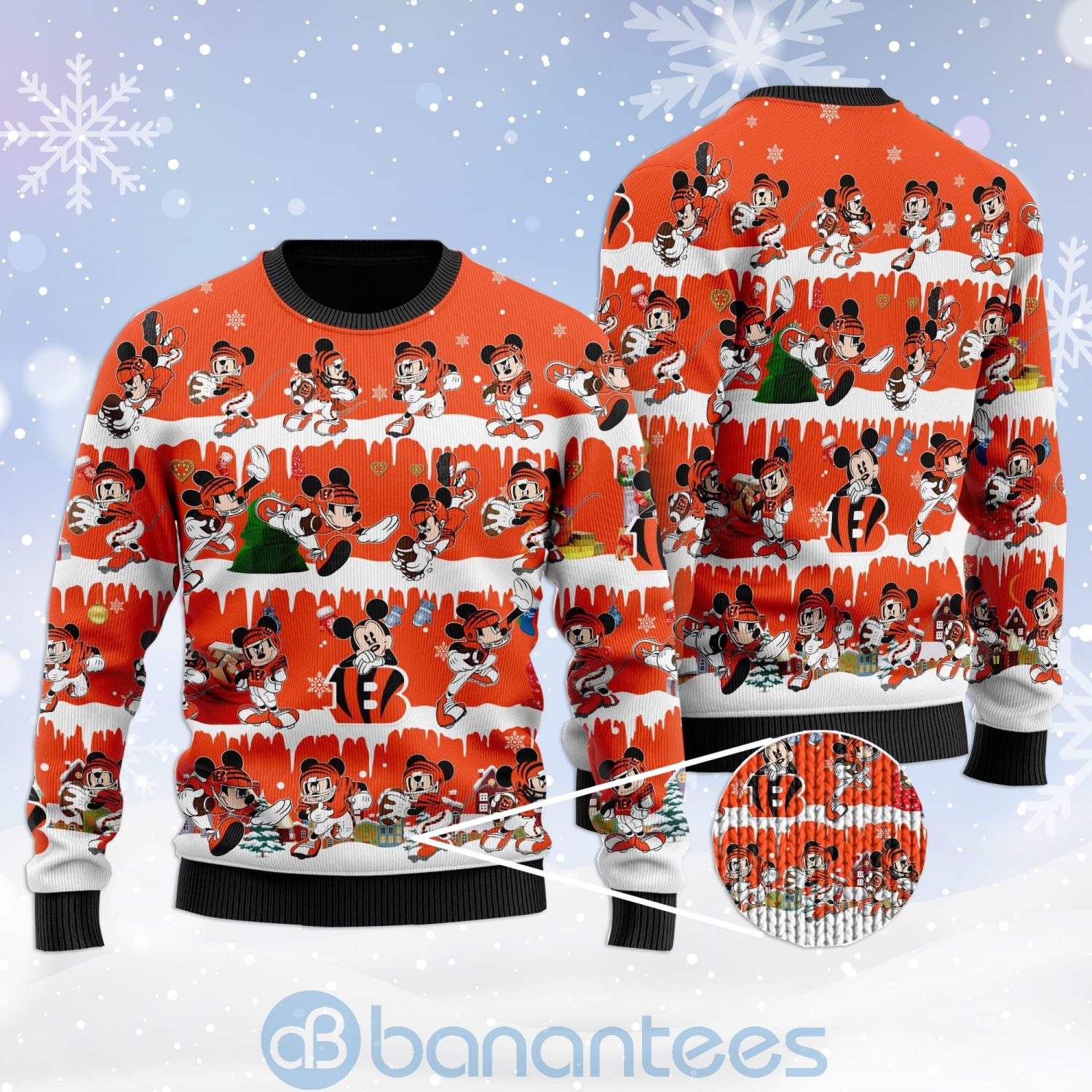 Cincinnati Bengals Mickey American Football Ugly Christmas 3D Sweater