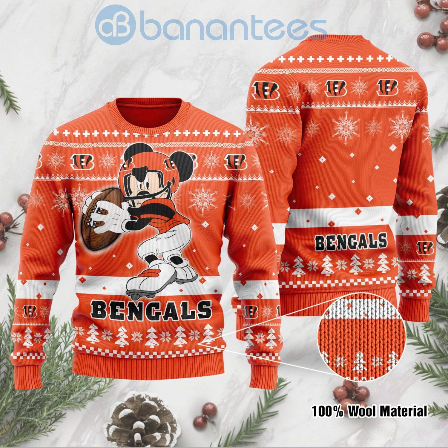 Cincinnati Bengals Mickey Mouse Funny Ugly Christmas 3D Sweater